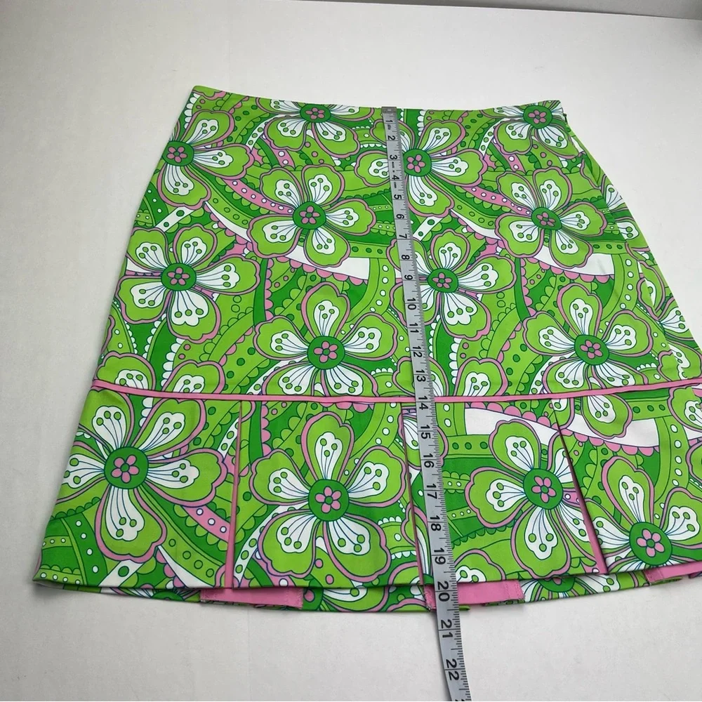 Island Republic Green Pink White Floral Skirt‎ Womens Size 8 Preppy Side Zip NEW